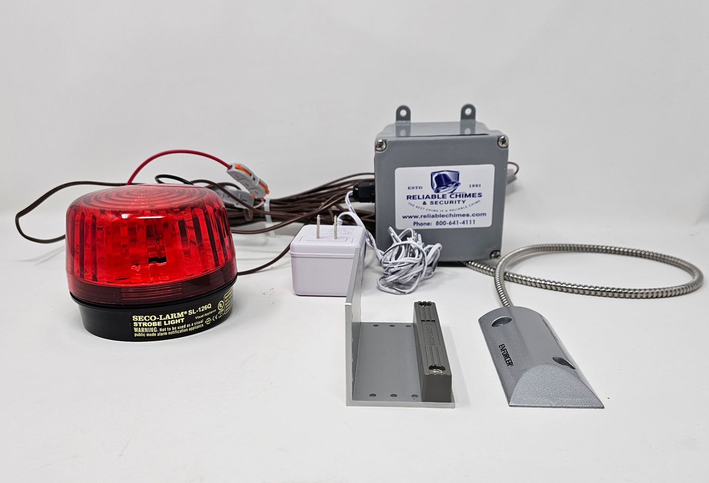 Commercial overhead door alarm with back up alarm