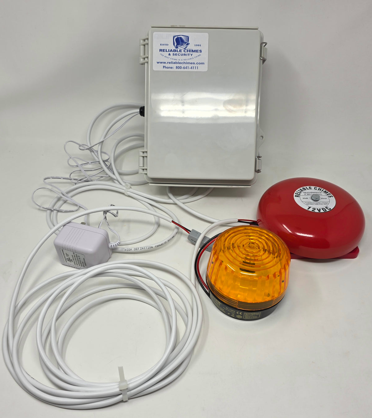 Reliable chimes break bell system with firebell and strobe 