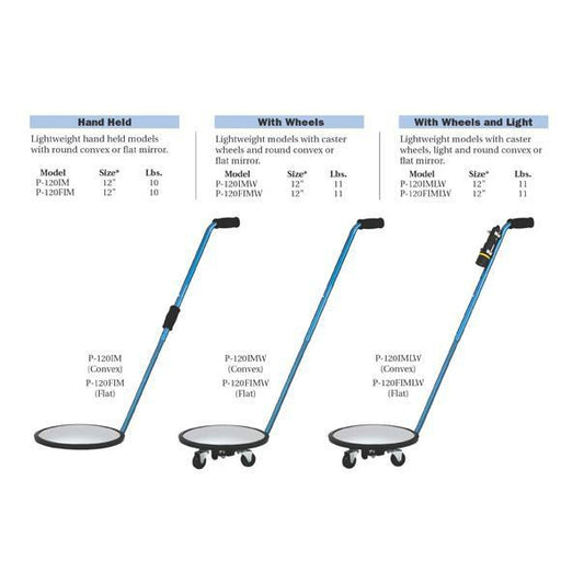 P120FIMW Flat Inspection Mirror with Wheels - Reliable Chimes